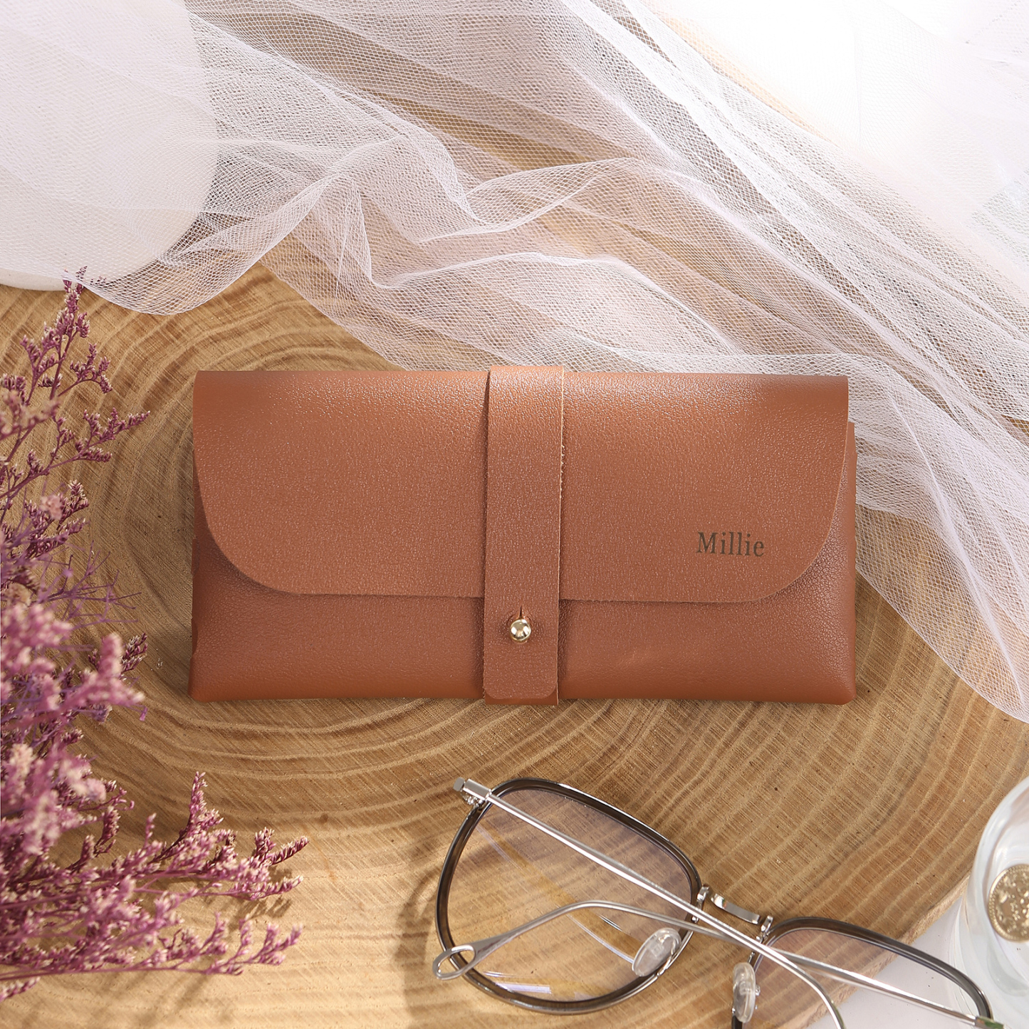 Personalised Glasses Case – Custom Name Available in Pink, Brown, Beige, and Blue | Jessemade