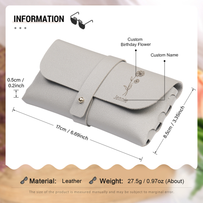 Personalized Glasses Case – Custom Name & Birth Flower, Available in Pink, Brown, Beige, and Blue | Jessemade