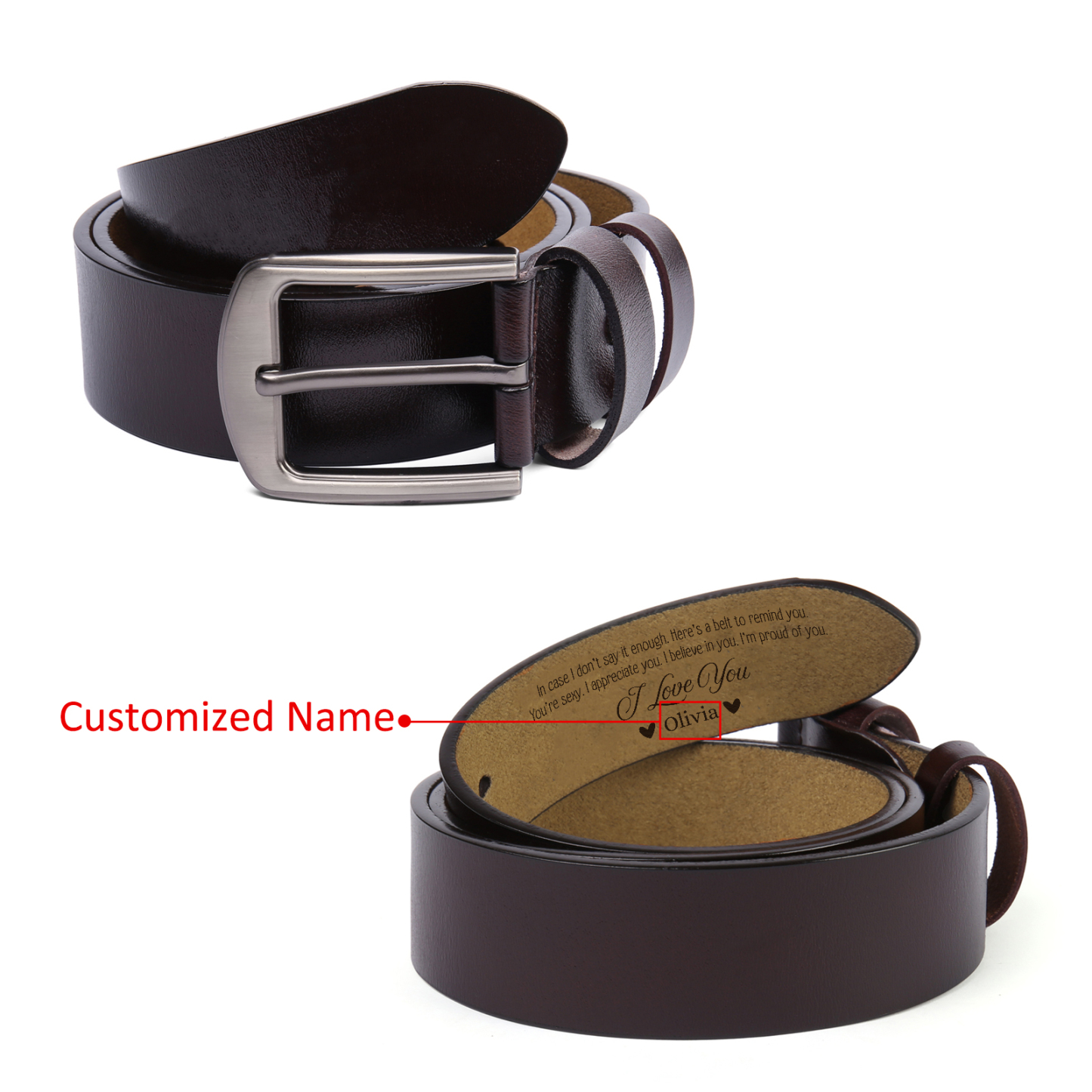 Personalised Men's Belt– Custom Name Leather Belt Christmas Gift for Him | Jessemade
