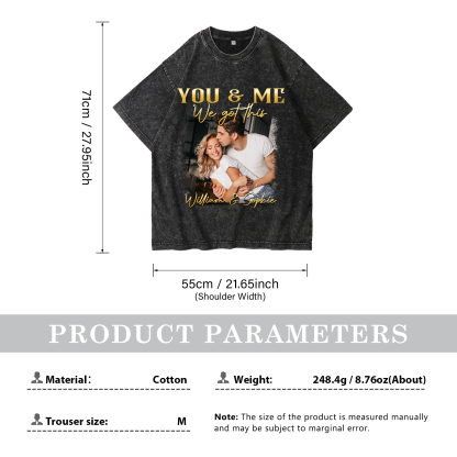 Personalised Couple T-Shirt –  with Custom 2 Names and 1 Photo - "YOU & ME, We Got This" | Valentine’s Day Gift for Him/Her | Jessemade
