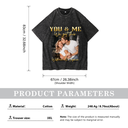 Personalised Couple T-Shirt –  with Custom 2 Names and 1 Photo - "YOU & ME, We Got This" | Valentine’s Day Gift for Him/Her | Jessemade