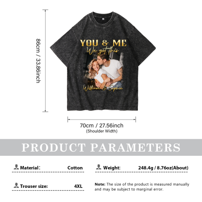 Personalised Couple T-Shirt –  with Custom 2 Names and 1 Photo - "YOU & ME, We Got This" | Valentine’s Day Gift for Him/Her | Jessemade