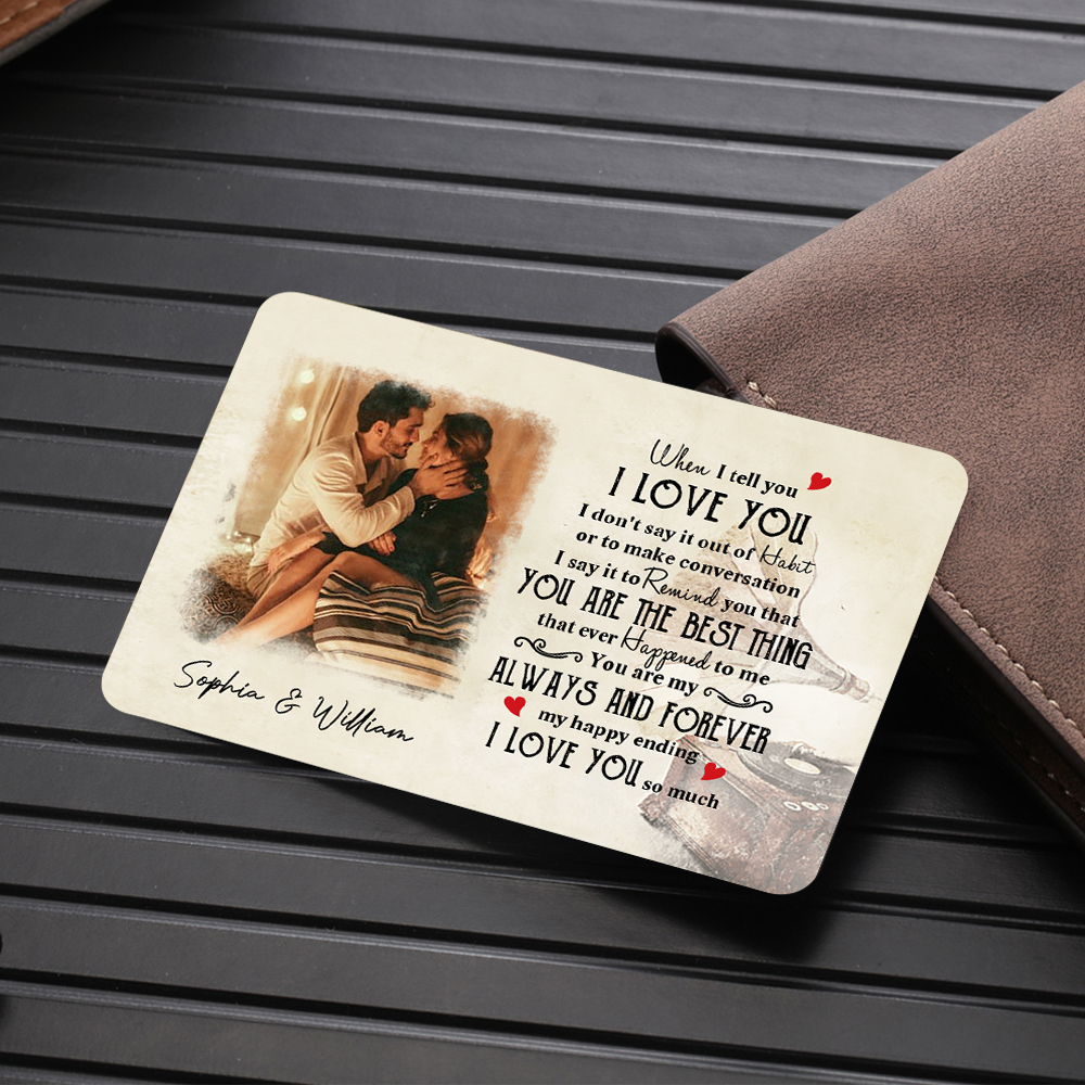 Personalised Wallet Insert Card - Customized with 2 Names & 1 Photo, Available in Single-Sided or Double-Sided Styles, Valentine’s Day Gift for Him | Jessemade