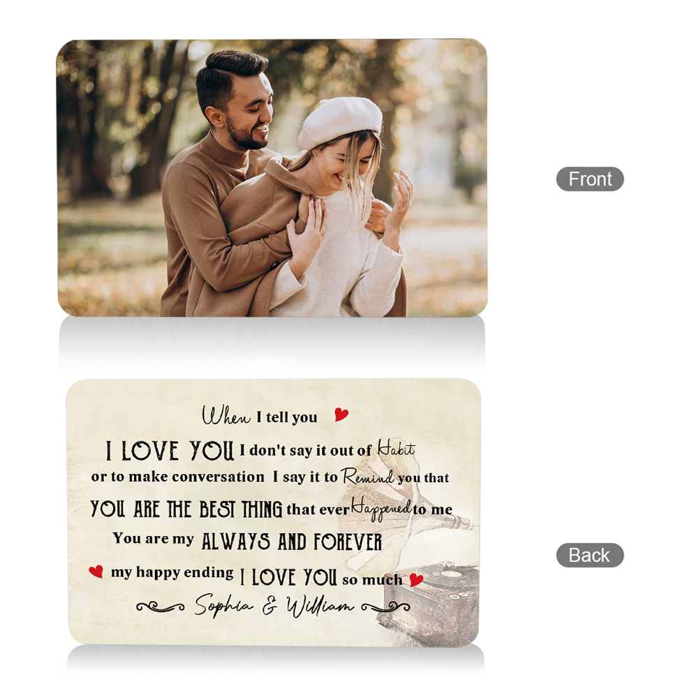 Personalised Wallet Insert Card - Customized with 2 Names & 1 Photo, Available in Single-Sided or Double-Sided Styles, Valentine’s Day Gift for Him | Jessemade