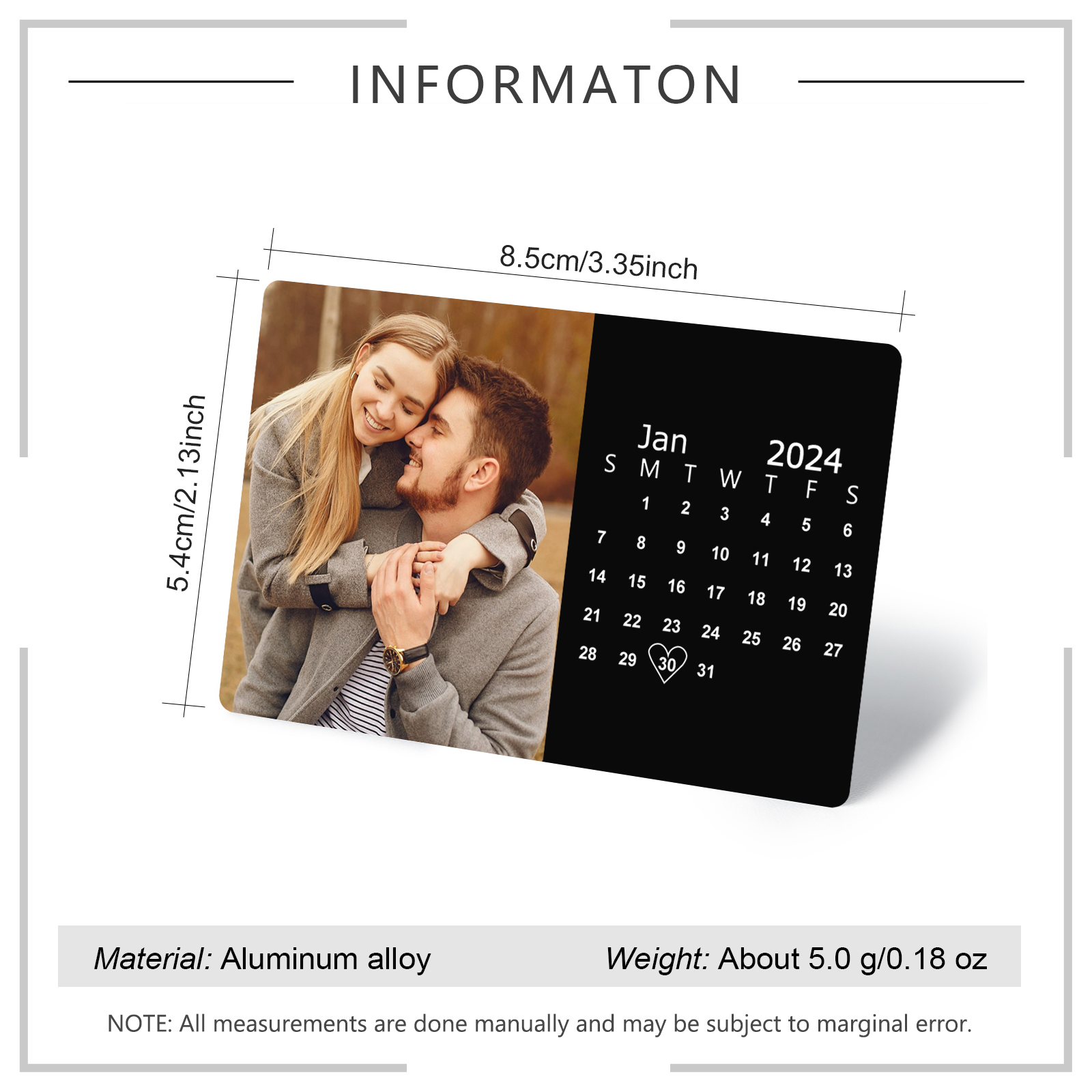 Personalized Wallet Card Cherish Every Moment Valentines Day Gift for Him