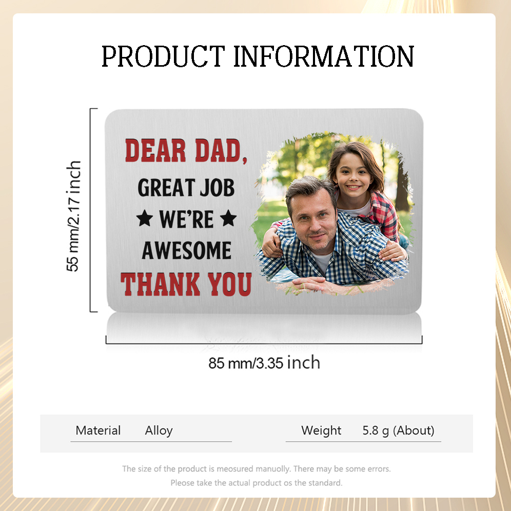 Personalized Wallet Card - Daddy Great Job I Love You - Custom 1 Photo & Name Gift for Dad | Jessemade