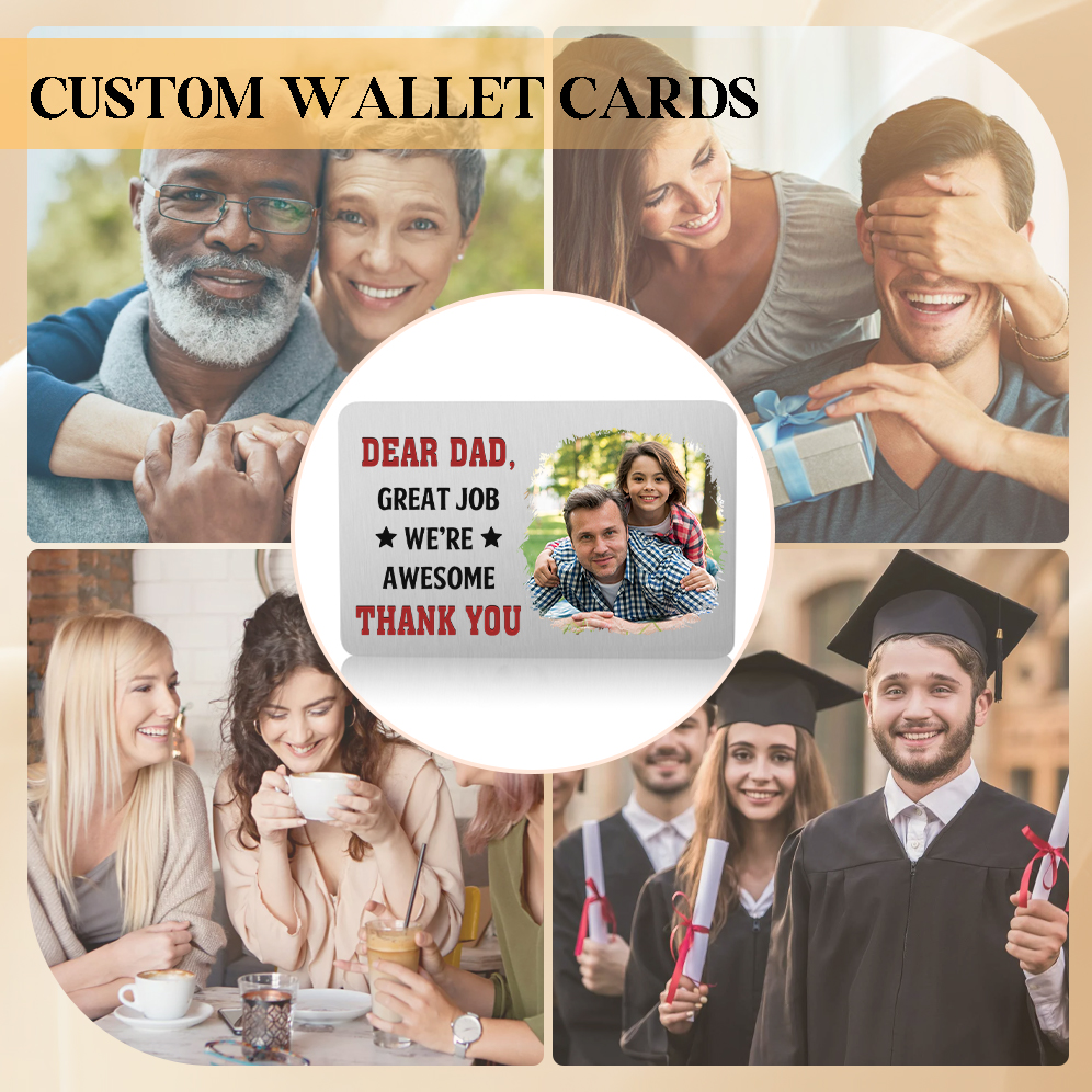 Personalized Wallet Card - Daddy Great Job I Love You - Custom 1 Photo & Name Gift for Dad | Jessemade