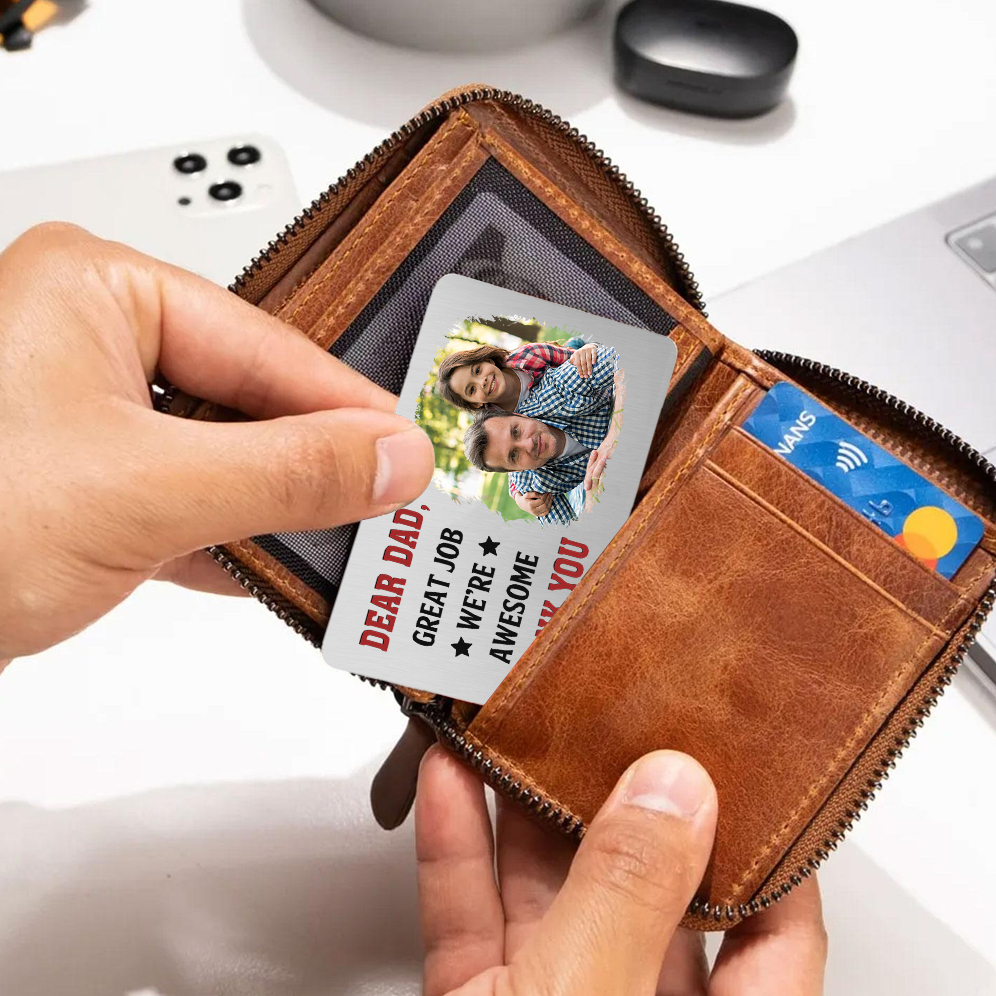 Personalized Wallet Card - Daddy Great Job I Love You - Custom 1 Photo & Name Gift for Dad | Jessemade