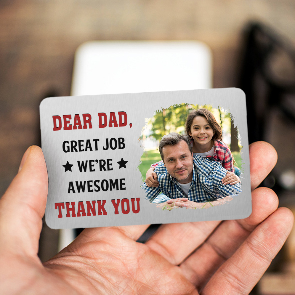 Personalized Wallet Card - Daddy Great Job I Love You - Custom 1 Photo & Name Gift for Dad | Jessemade