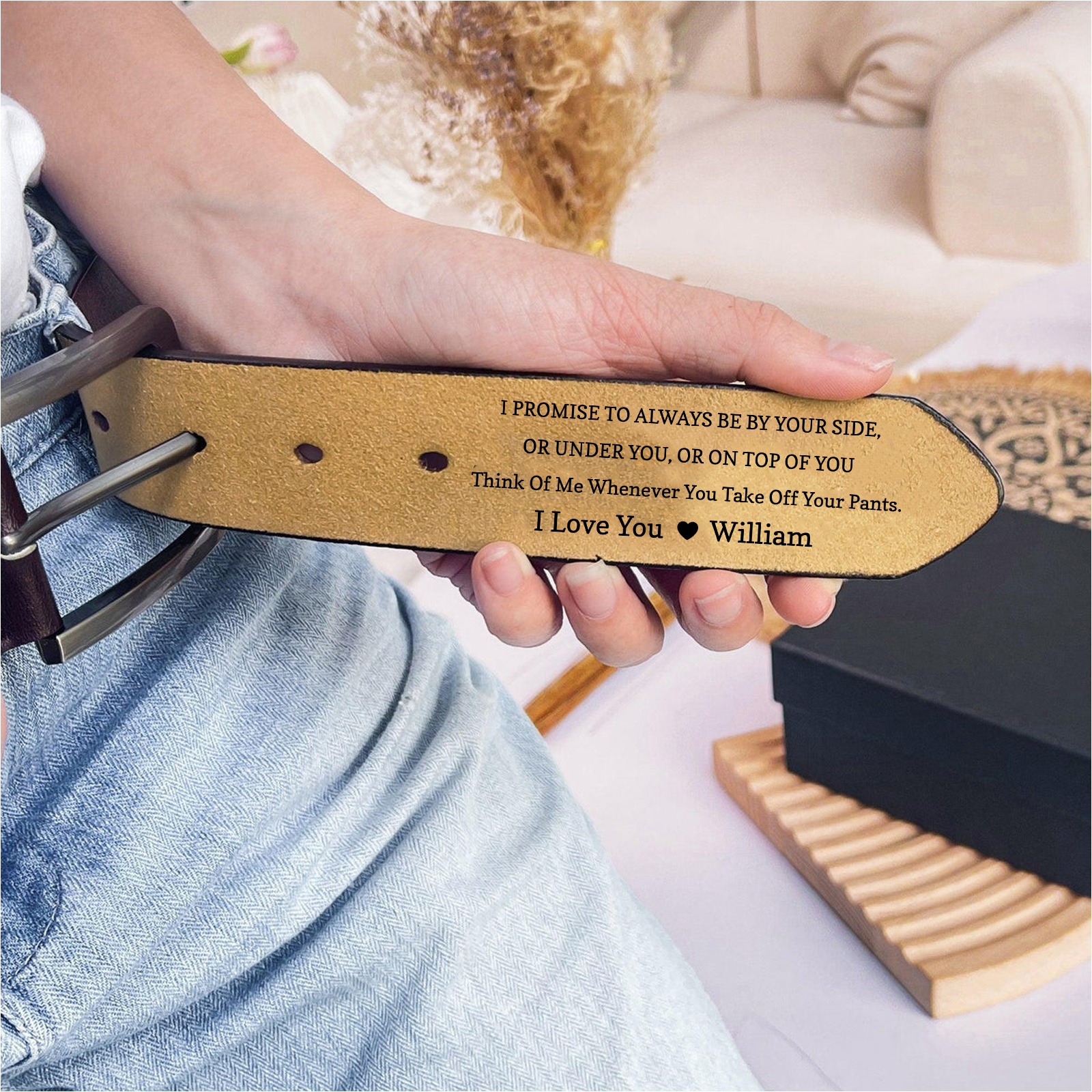 Personalized Man’s Belt Custom 2 Letters Hidden Message Gift for Him | Jessemade