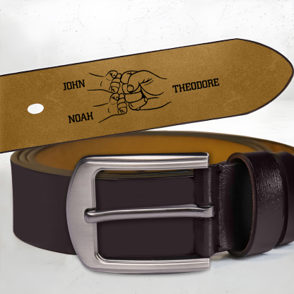 Personalized Men's Belt Custom Engraved Leather Belt with Names Thoughtful Gift for Dad | Jessemade