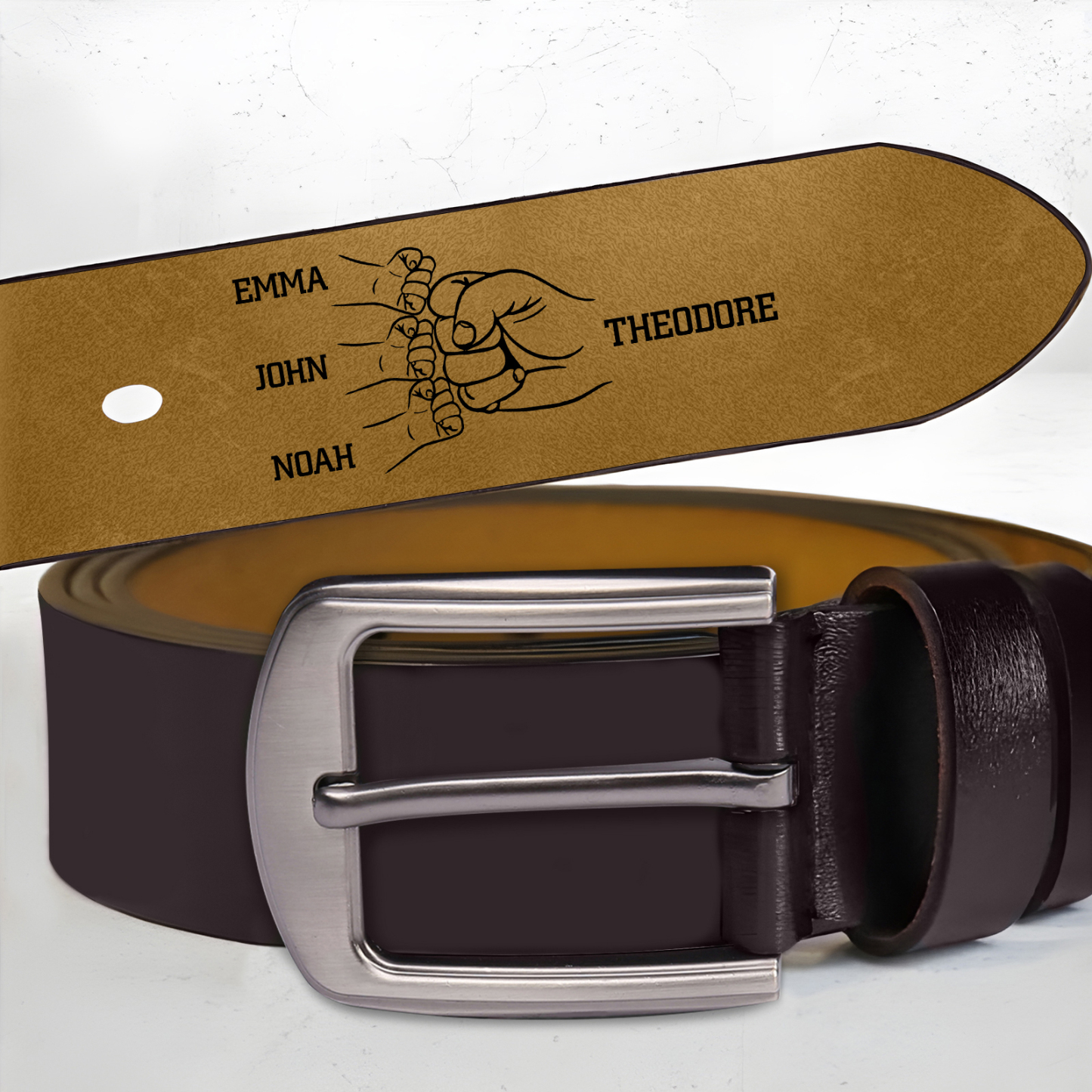 Personalized Men's Belt Custom Engraved Leather Belt with Names Thoughtful Gift for Dad | Jessemade