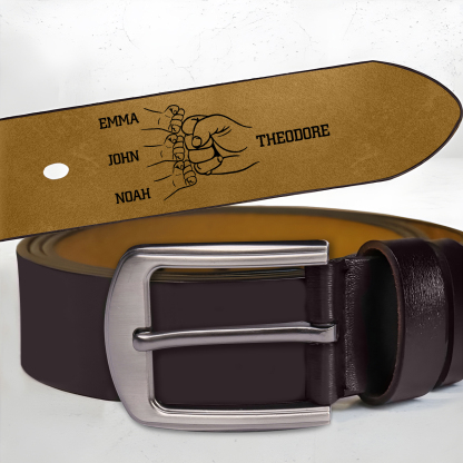 Personalized Men's Belt Custom Engraved Leather Belt with Names Thoughtful Gift for Dad | Jessemade