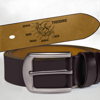 Personalized Men's Belt Custom Engraved Leather Belt with Names Thoughtful Gift for Dad | Jessemade