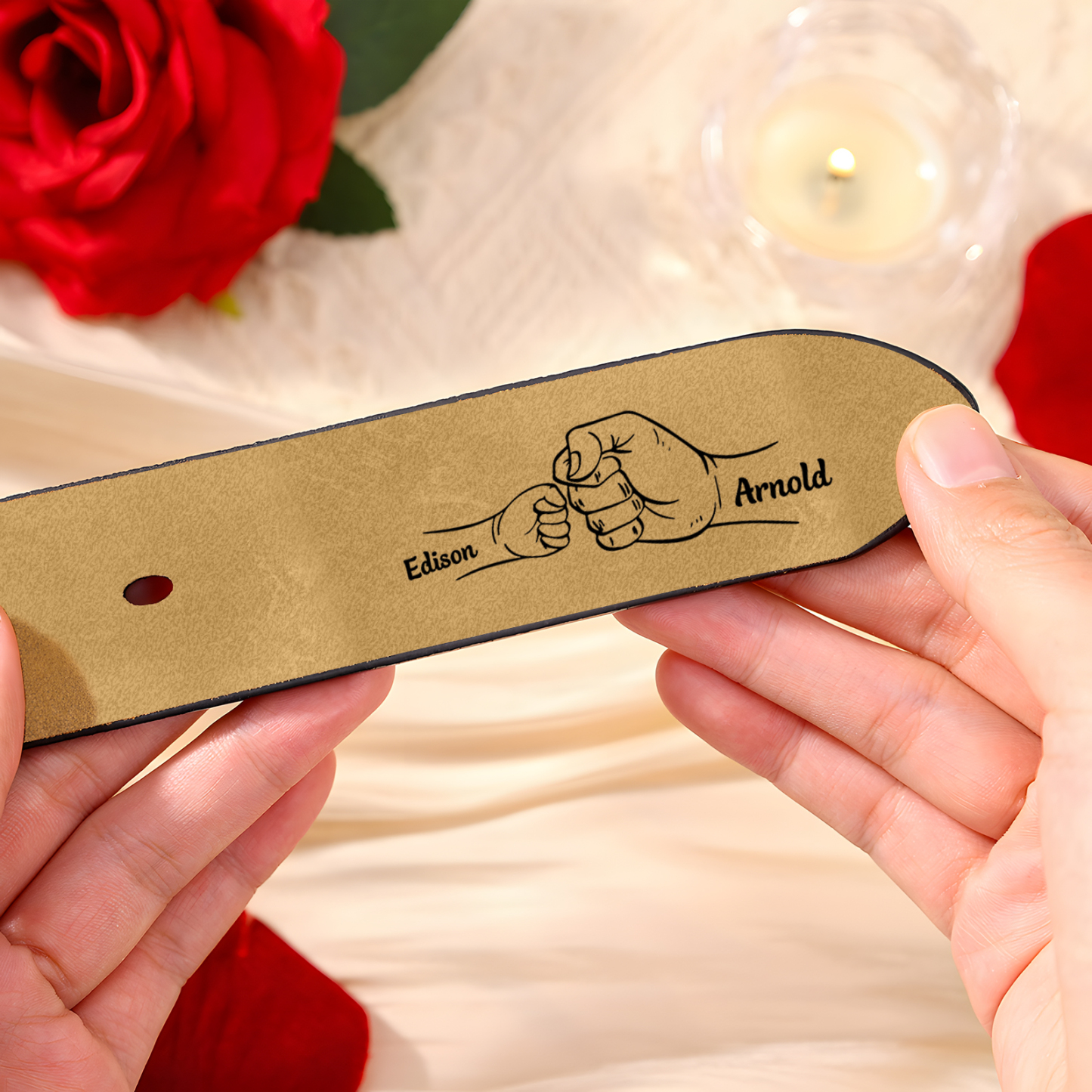 2 names - Personalized Father’s Day Belt "This Guy Is One Awesome Dad" – Custom Engraved Cowhide Leather Belt for Dad - Hidden Message & Name