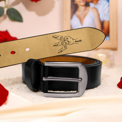 4 names - Personalized Father’s Day Belt "This Guy Is One Awesome Dad" – Custom Engraved Cowhide Leather Belt for Dad - Hidden Message & Name