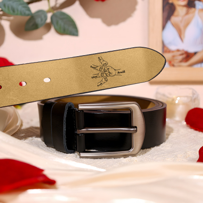 5 names - Personalized Father’s Day Belt "This Guy Is One Awesome Dad" – Custom Engraved Cowhide Leather Belt for Dad - Hidden Message & Name