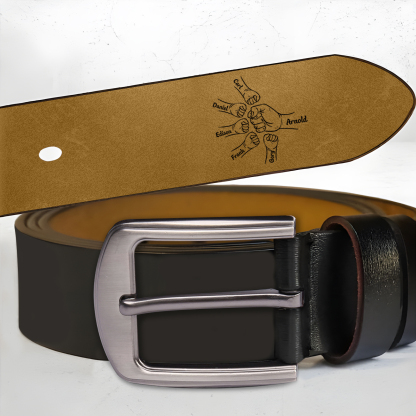 6 names - Personalized Father’s Day Belt "This Guy Is One Awesome Dad" – Custom Engraved Cowhide Leather Belt for Dad - Hidden Message & Name