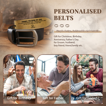 2 names - Personalized Father’s Day Belt – Custom Engraved Cowhide Leather Belt for Dad - Hidden Message & Name
