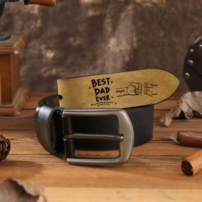 3 names - Personalized Leather Belt for Father’s Day - Premium with Hidden Engraving