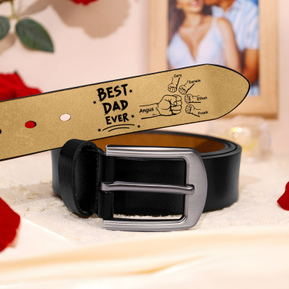 5 names - Personalized Leather Belt for Father’s Day - Premium with Hidden Engraving