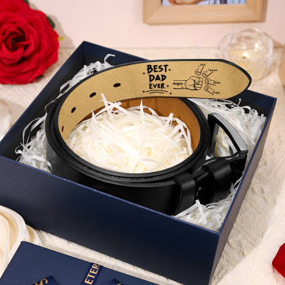 5 names - Personalized Leather Belt for Father’s Day - Premium with Hidden Engraving