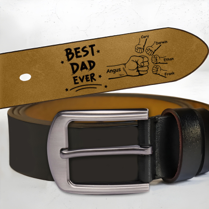 5 names - Personalized Leather Belt for Father’s Day - Premium with Hidden Engraving