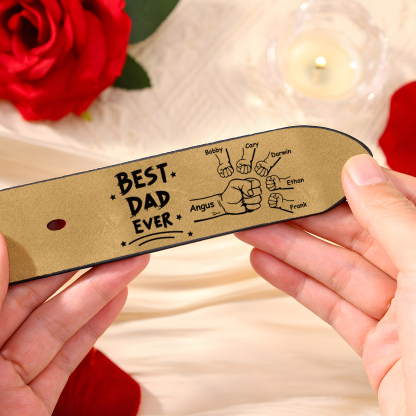 6 names - Personalized Leather Belt for Father’s Day - Premium with Hidden Engraving