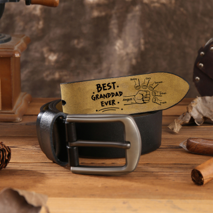 6 names - Personalized Leather Belt for Father’s Day - Premium with Hidden Engraving