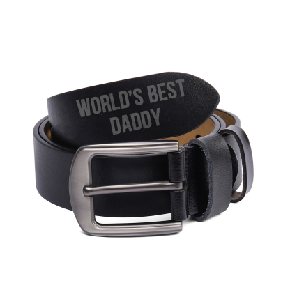 2 names & 2 texts - Personalized Leather Belt for Dad with symbolic handprints  – Hidden Message & Name - Father's Day