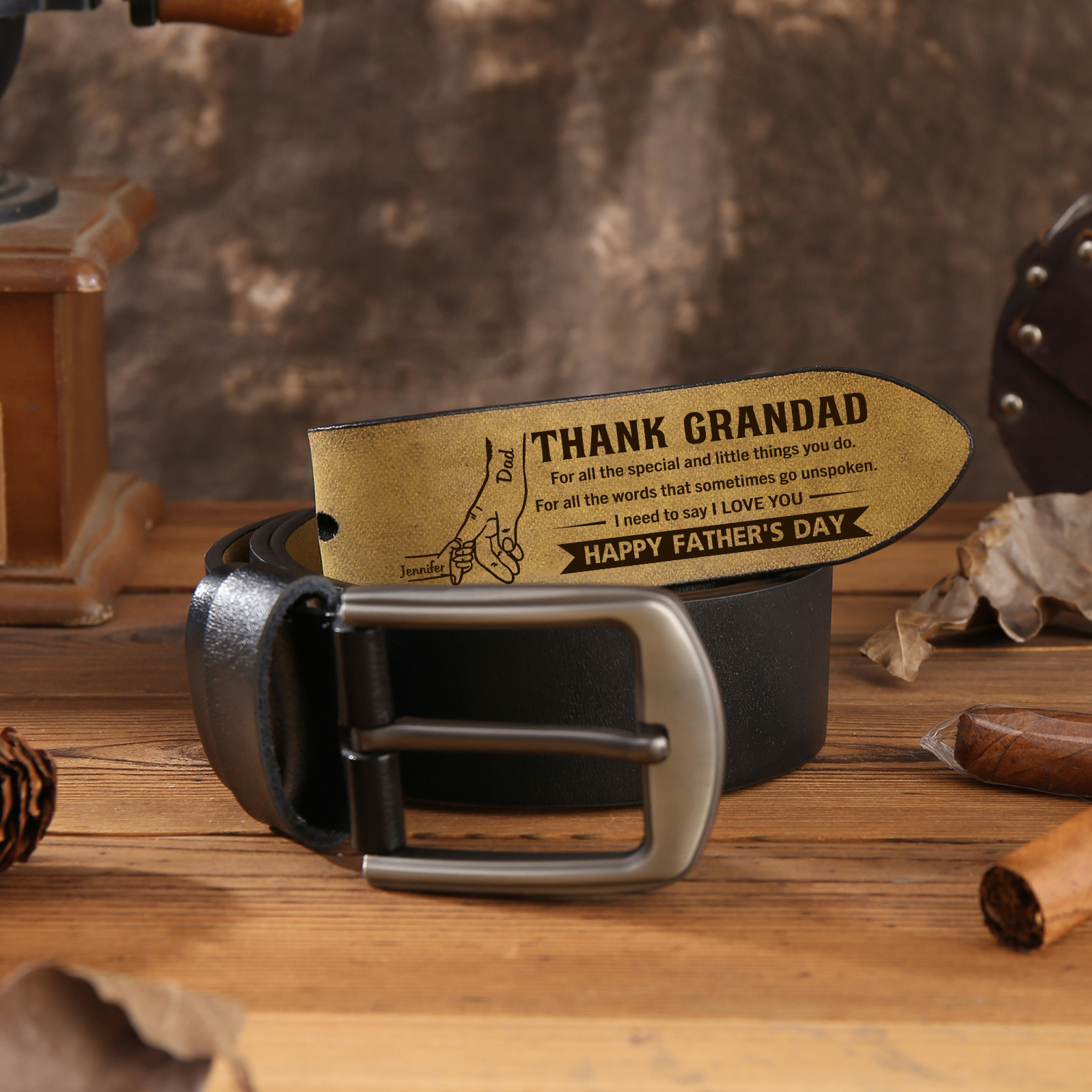 Custom Engraved Leather Belt for Granddad – Father’s Day Gift Ideas