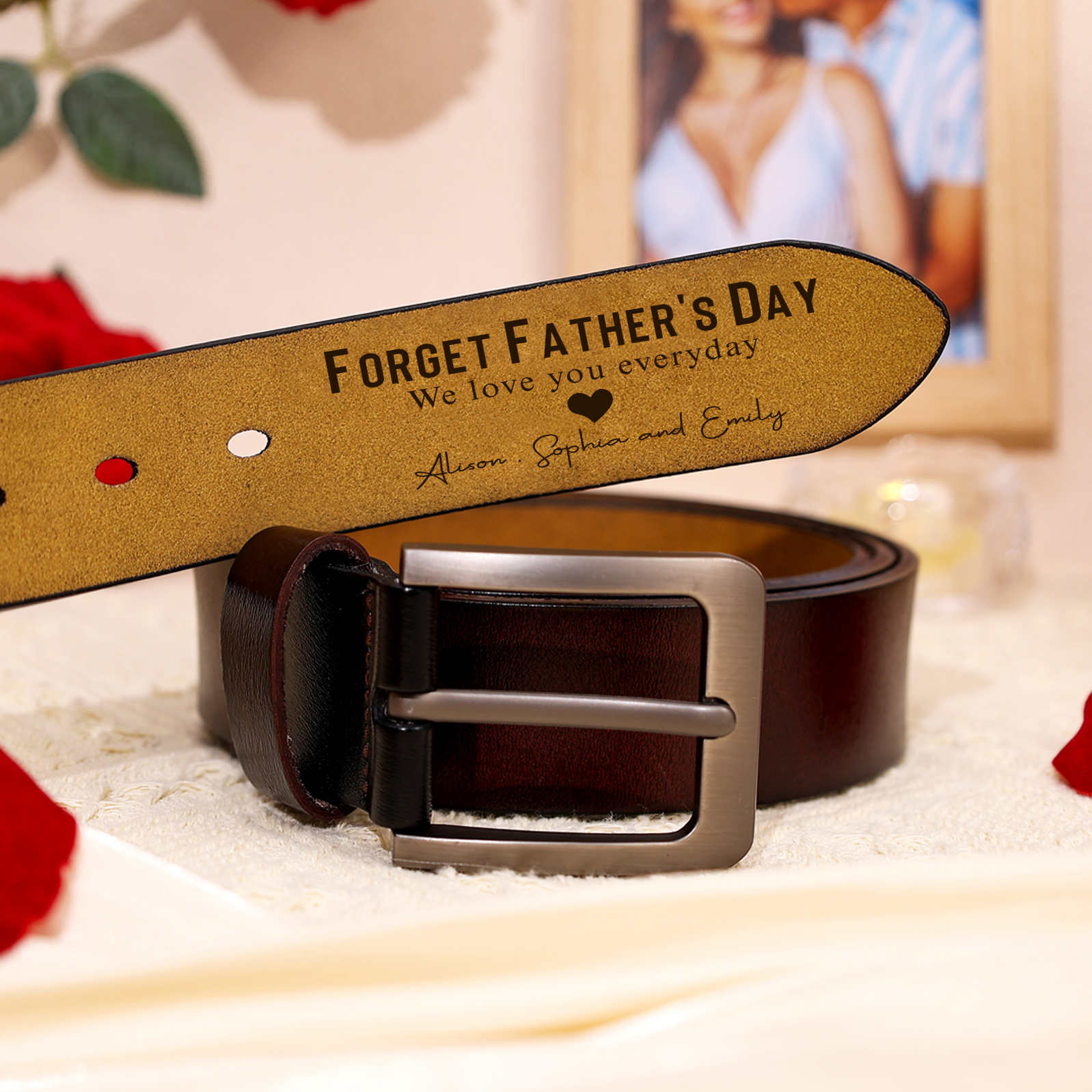 Personalized Father’s Day Belt – Custom Engraved Leather Belt - Sentimental Gift for Dad