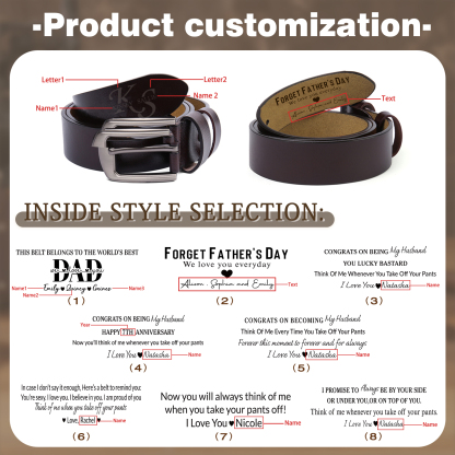 Personalized Father’s Day Belt – Custom Engraved Leather Belt - Sentimental Gift for Dad