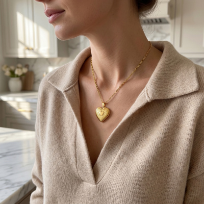 Personalized Heart Locket Necklace NFC Engraved Name