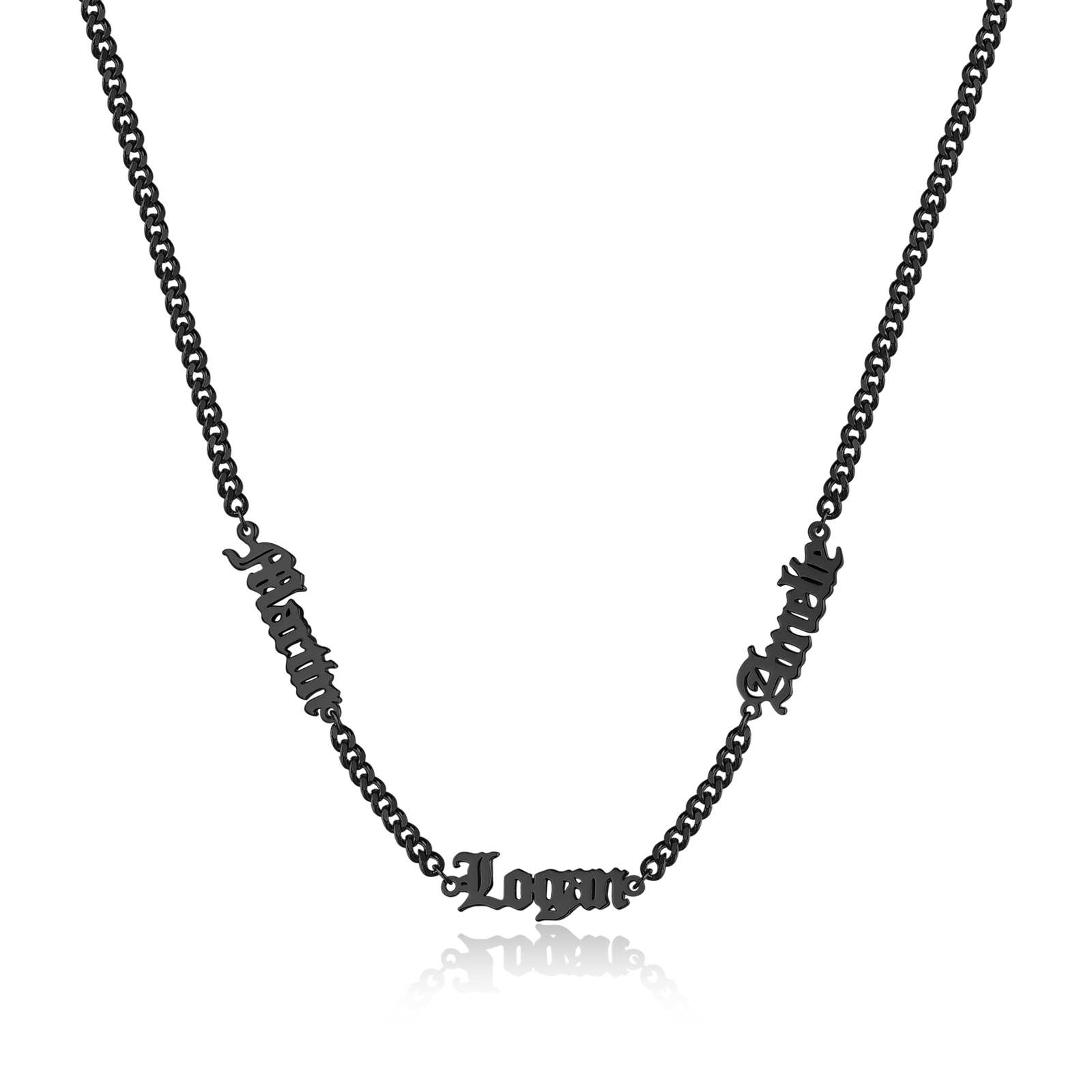 Personalized Gothic Men's Necklace with 1-5 Names
