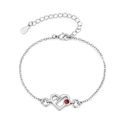 Personalized Bracelet with Heart Lock Custom with 1 to 6 Names and Birthstones – Personal Gift for Her or Girlfriend, Birthday and Valentine’s Day Gift for Mom, Wife, Grandma | Jessemade