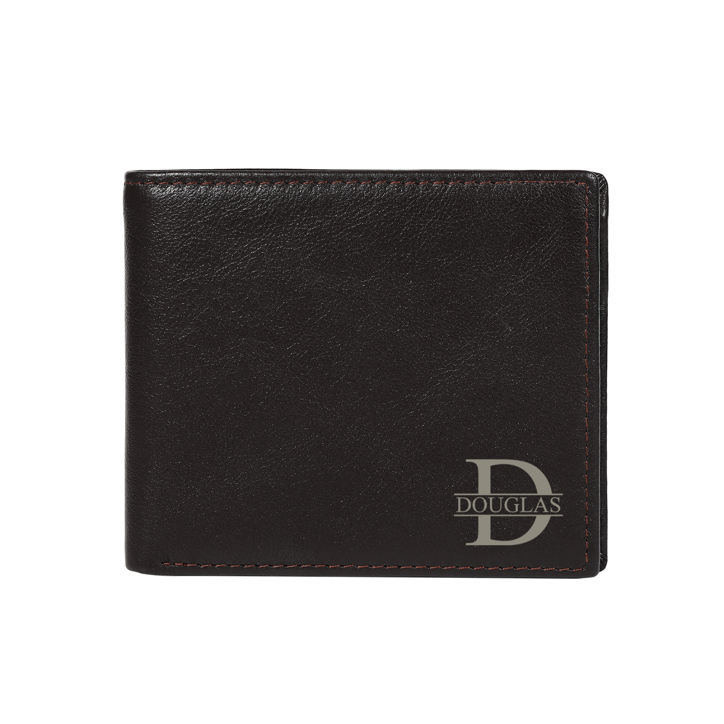 Personalized Leather RFID Bifold Wallet for Men with ID Window and Initial or Name Engraved