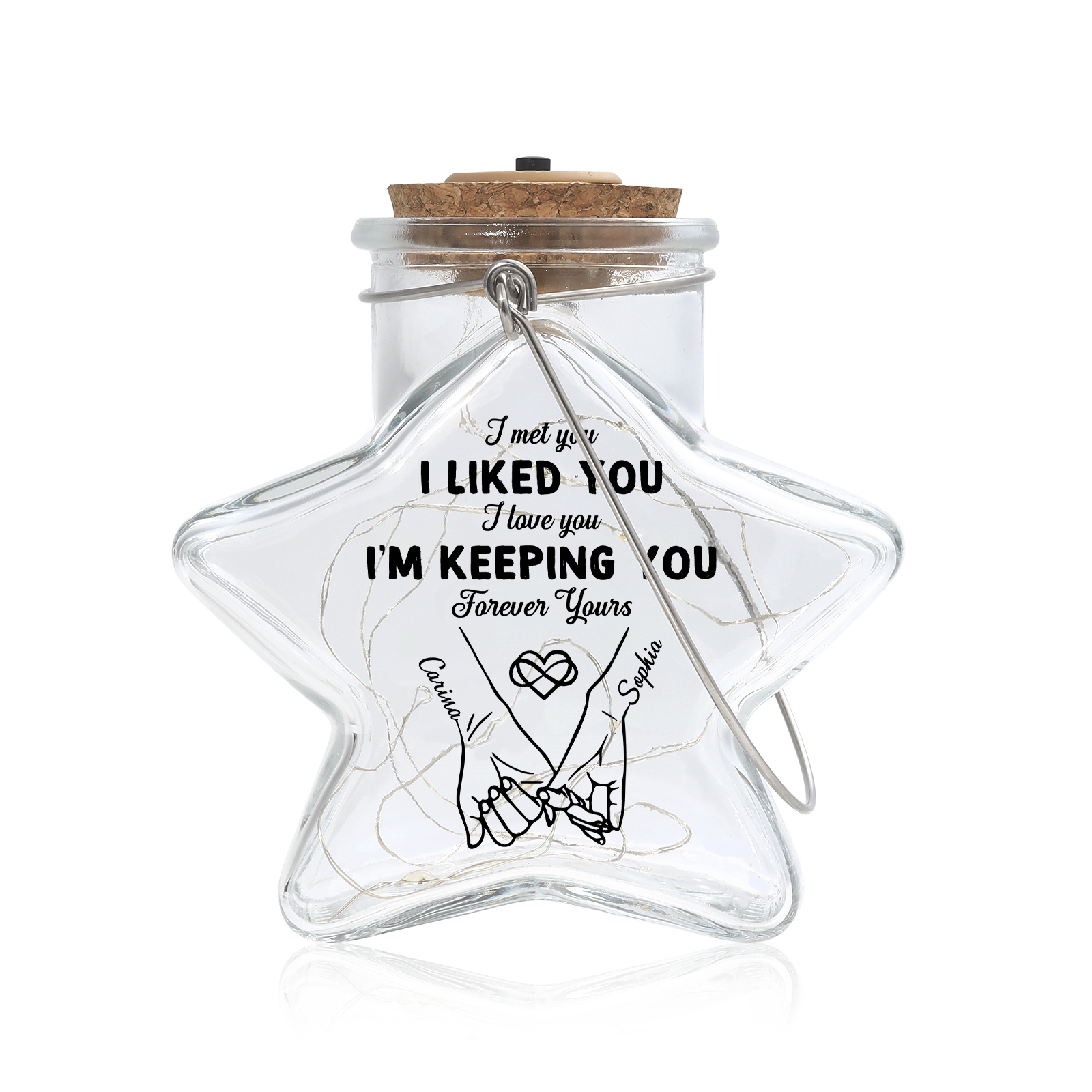 Personalized Star Glass LED Fairy Light Love Jar Night Lamp