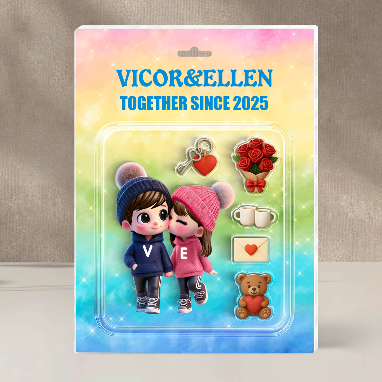 Personalized acrylic plaque for couples with two names for Valentine’s Day or a birthday, a gift for your girlfriend or boyfriend | Jessemade