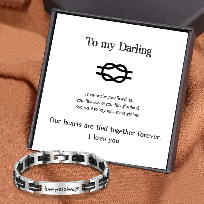 To My Man-Personalized Men's Bracelet Custom Text Id Strip Men's Bracelet Valentine's Gift for Him | Jessemade