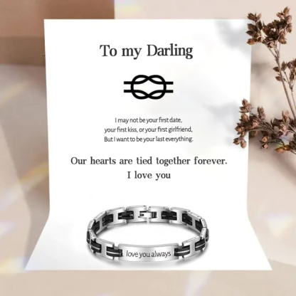 To My Man-Personalized Men's Bracelet Custom Text Id Strip Men's Bracelet Valentine's Gift for Him | Jessemade