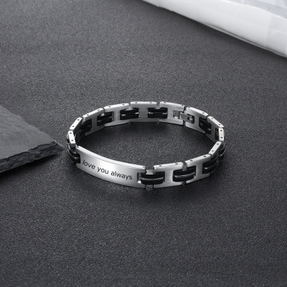 Personalized Men's Bracelet Custom Text Id Strip Men's Bracelet Gift for Him | Jessmade