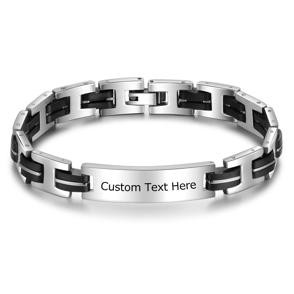 Personalized Men's Bracelet Custom Text Id Strip Men's Bracelet Gift for Him | Jessmade