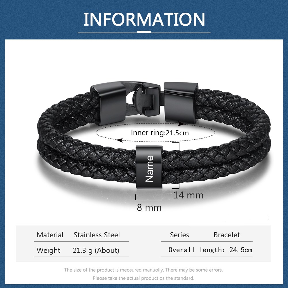 Personalised Gift Set - Custom Wallet & Bracelet with 1 Photo, 1 Letter, and 2 Names, Christmas Gift Box for Him | Jessemade