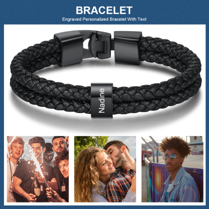 Personalised Gift Set - Custom Wallet & Bracelet with 1 Photo, 1 Letter, and 2 Names, Christmas Gift Box for Him | Jessemade