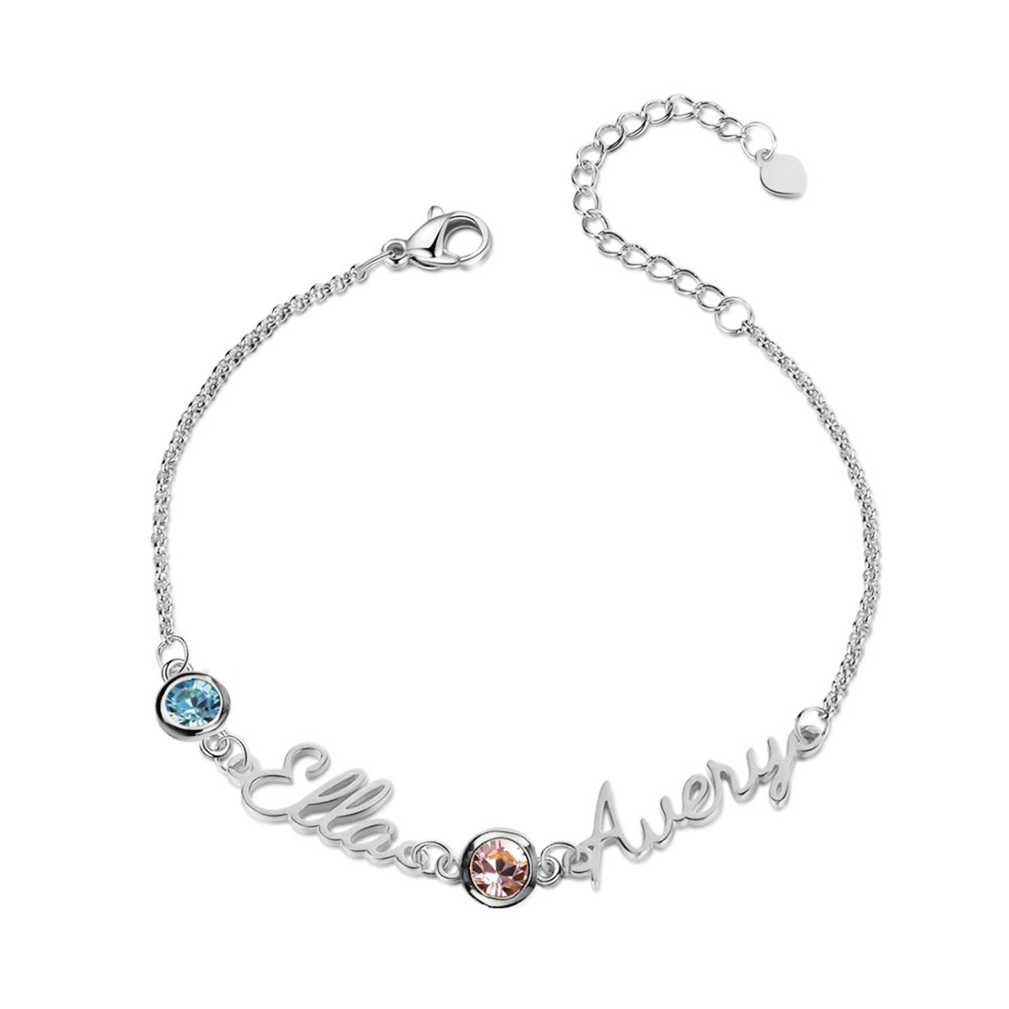 Personalized Bracelet With Birthstone Custom 2 Names Bracelet Gift For Women