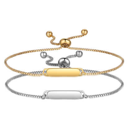 Personalised Couple Bracelet Set - Customized 2 Names, Gold and Silver Adjustable Bracelets, Valentine’s Day Gift for Couples | Jessemade