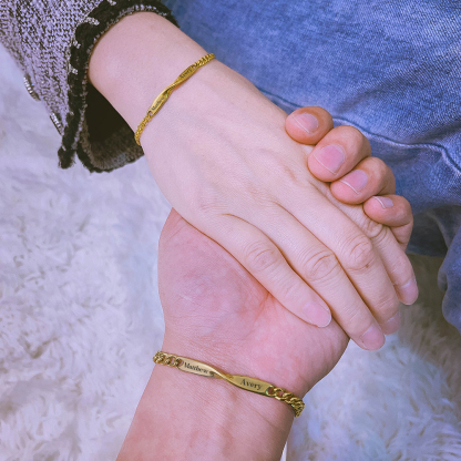 Personalised Couple Bracelet Set - Customized 2 Names Stainless Steel Bracelet Valentine's Day Gift for Couples | Jessemade