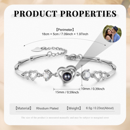 Personalised Projection Bracelet Customized Color Photo Bracelet Heart-shaped Adjustable Couple Bracelet for Her | Jessmade