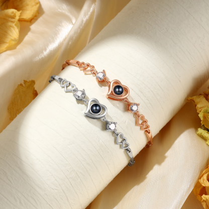 Personalised Projection Bracelet Customized Color Photo Bracelet Heart-shaped Adjustable Couple Bracelet for Her | Jessmade